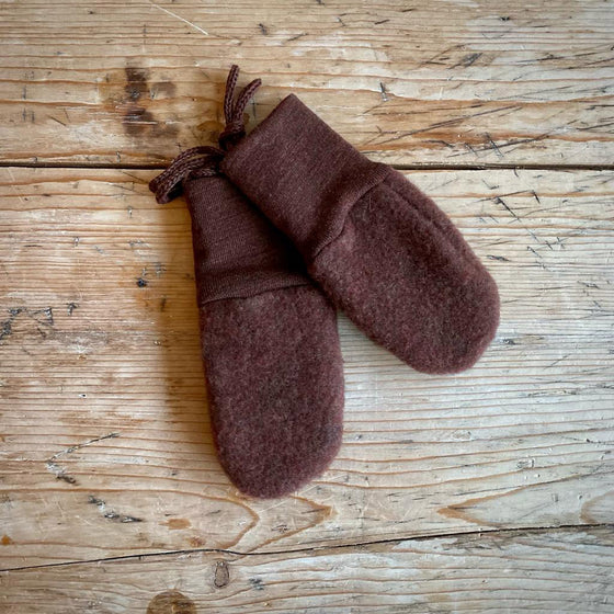 Organic Wool Fleece Baby Mittens - Cinnamon