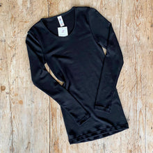  Organic Wool & Silk Women's Long Sleeve Top Black