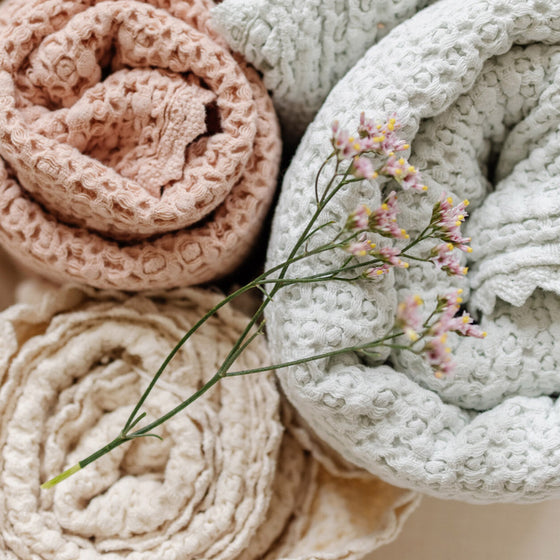 Organic Cotton Waffle Blanket - Milk