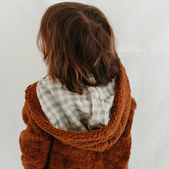 Fin and Vince Sherpa Coat Hazelnut French Plaid