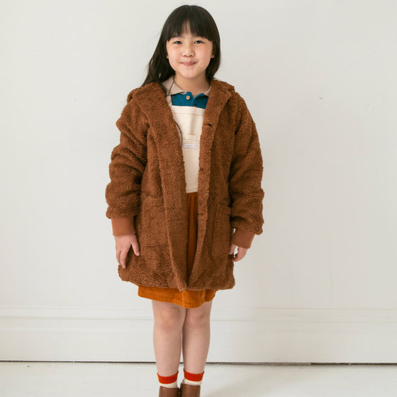 Fin and Vince Sherpa Coat Hazelnut French Plaid