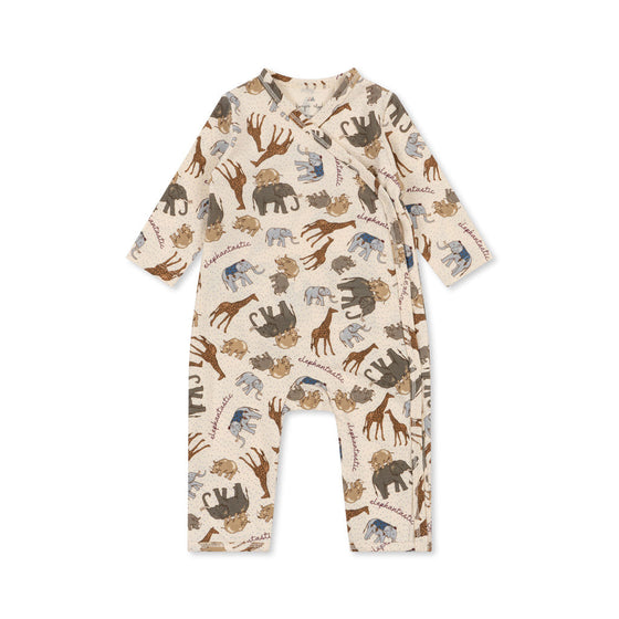 KONGES SLOJD ORGANIC COTTON NEWBORN ONESIE ELEPHANTASTIC