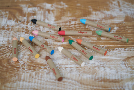 Kitpas Rice Wax Crayon Medium 12 Colours