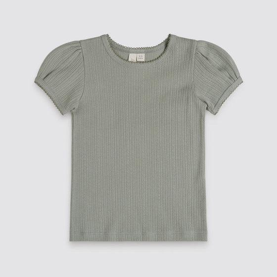 Little Cotton Clothes Organic Pointelle Tee Mineral Green