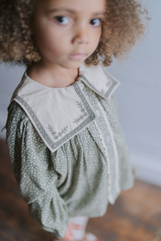 Little Cotton Clothes Organic Sailor Blouse Cowslip Floral Beech