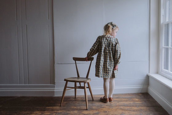 Little Cotton Clothes Organic Smocked Kate Dress Gingham Fog
