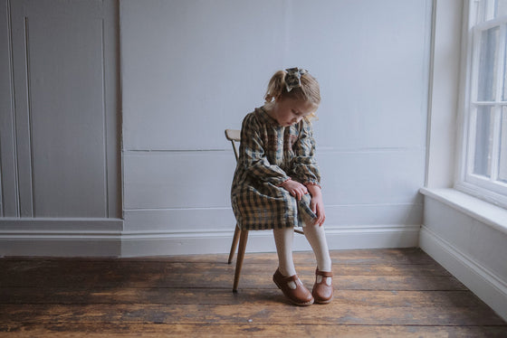 Little Cotton Clothes Organic Smocked Kate Dress Gingham Fog