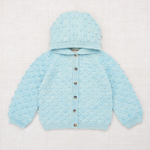 Hooded Popcorn Cardigan - Tide Pool