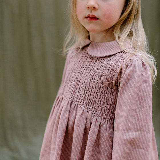 Nellie Quats Draughts Dress Dusty Rose Stripe