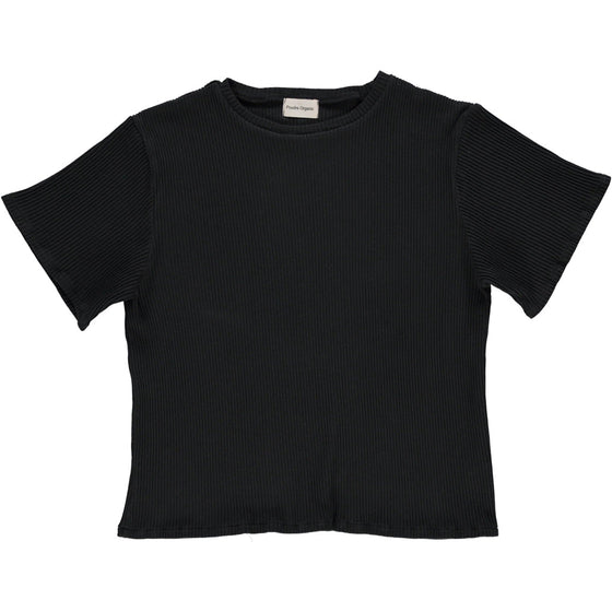 Poudre Organic Ribbed Tee ORGEAT Pirate Black