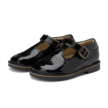  YOUNG SOLES PENNY VELCRO T-BAR SHOE BLACK PATENT LEATHER